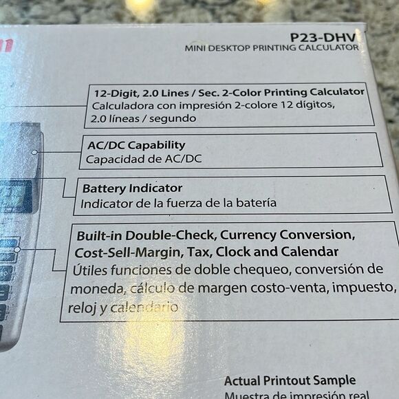 Canon Mini Desktop Printing Calculator Model P23-DHV prints 12v or batteries - Picture 4 of 5